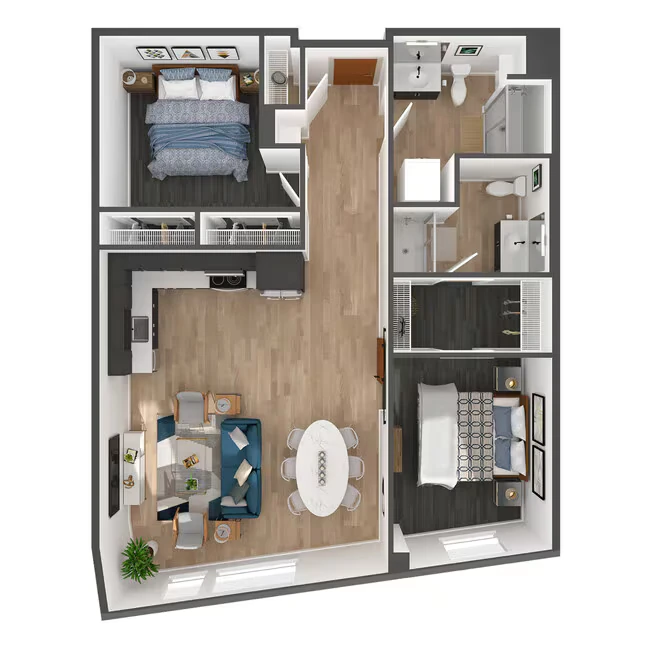 2 Bed, 2 Bath- D 405 floor plan